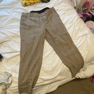 Plaid straight leg pants